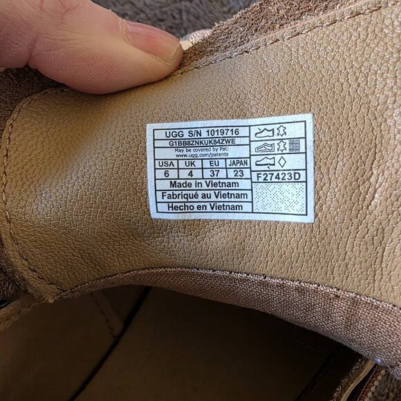 UGG Olive High Top Sneaker Boots Chestnut Shearling Lined Side Zip Women 6 - Picture 2 of 10